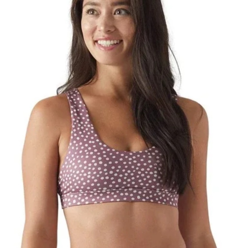 Glyder Pink and White Sports Bra with Polka Dots